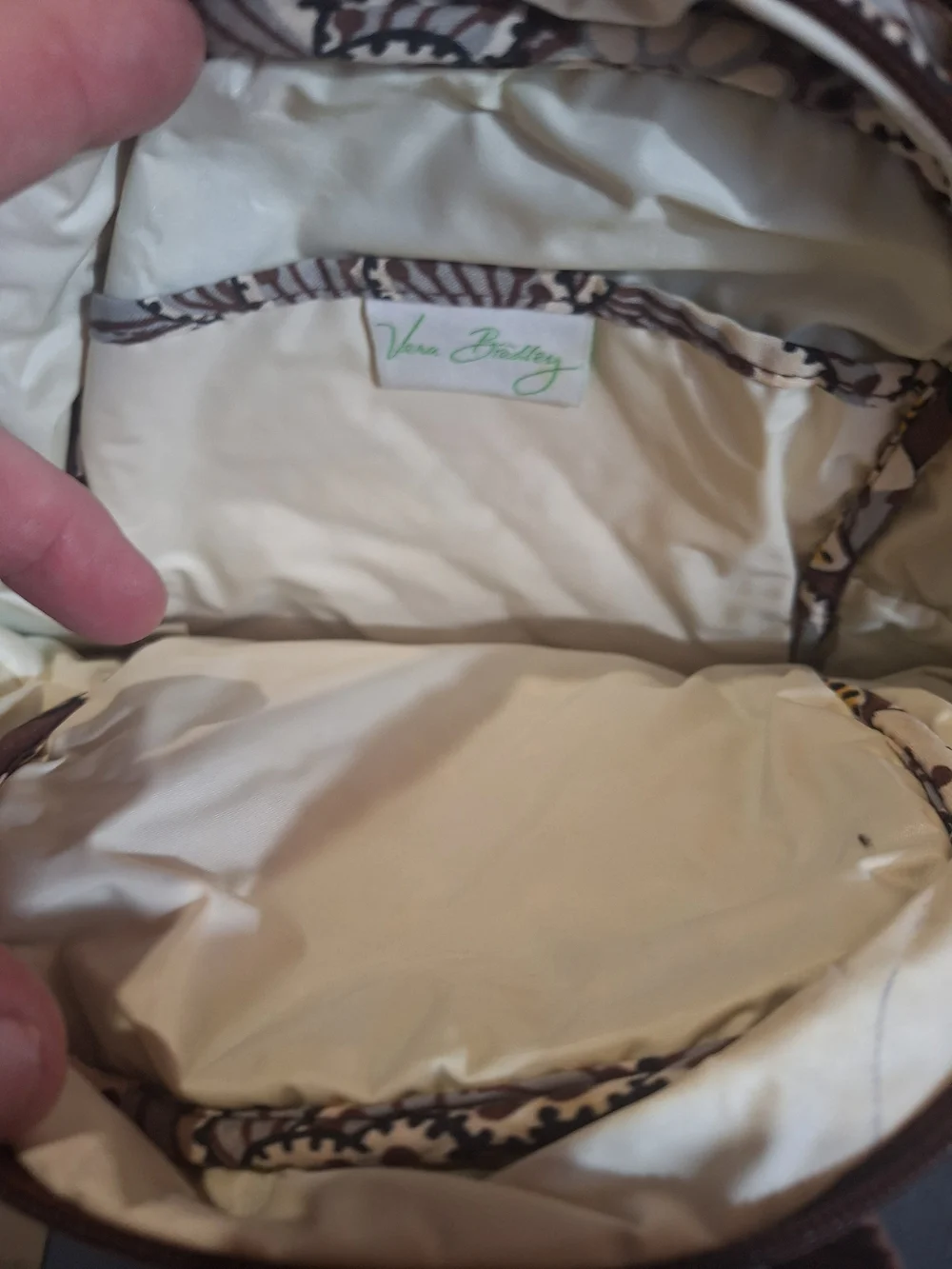 Vera Bradley Brown Floral Cosmetic Pouch with White and Yellow Flowers